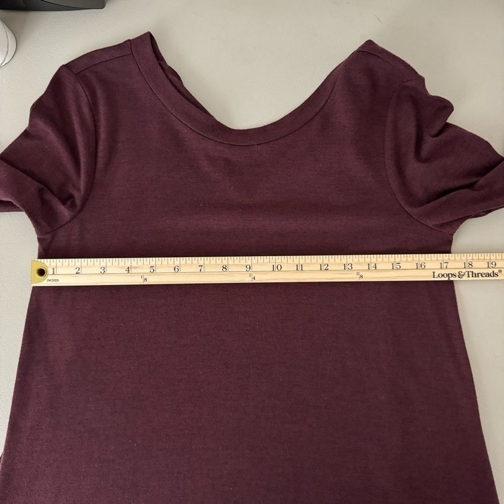 LOFT Tunic Shirtdress Womens S Maroon Burgundy Jersey Knit Tie Neck Office - Picture 11 of 12